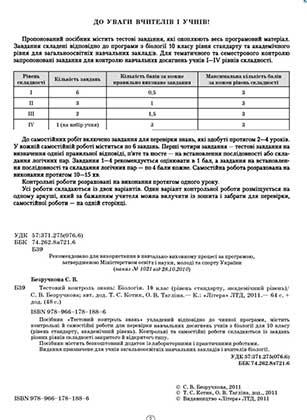Тестовий контроль знань. Біологія